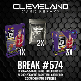 Break 574 - 1x 2024/25 Donruss Optic Basketball Hobby & 3x 2024/25 Donruss Optic Choice & 2x Cracked Game Changer PYT Break